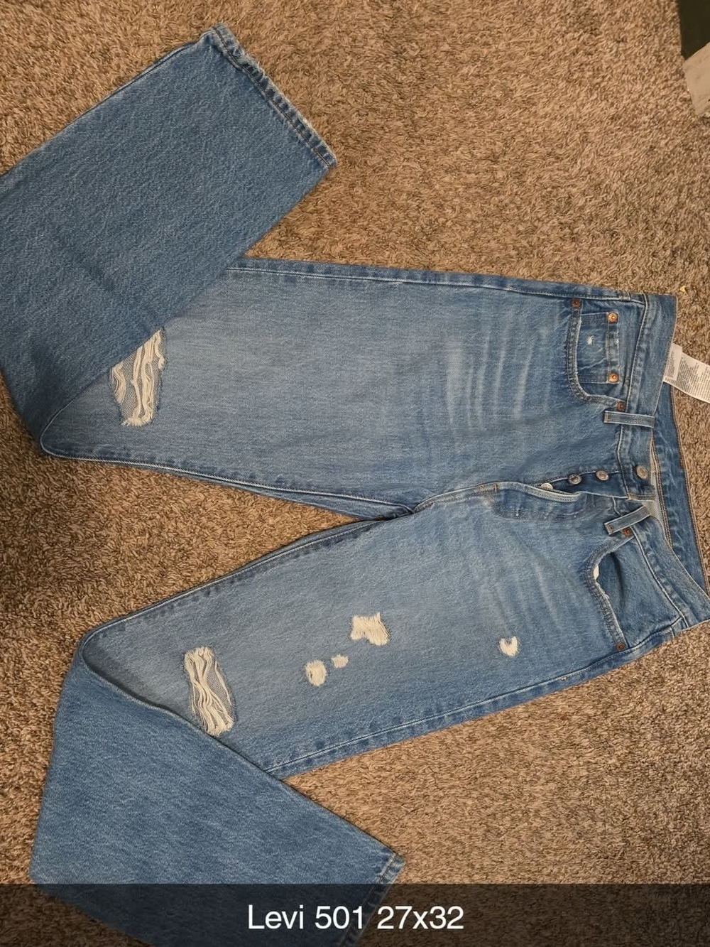 Levi's 501 Women's Straight-Leg Jeans - Light Blue Distressed